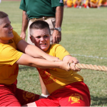 A Marine Military Academy Summer Camper participates in a tug of war competition