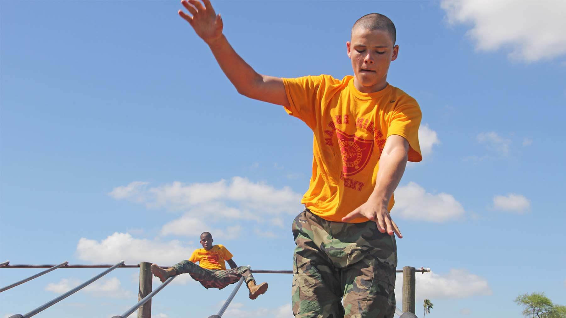 military summer camp obstacle course event