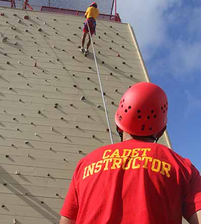 rock climbing at military summer camp