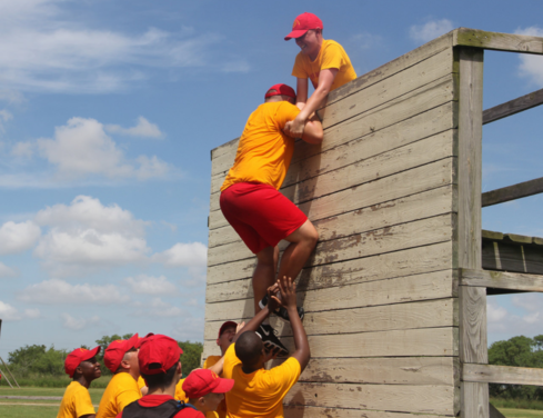 military summer camp low cope team wall